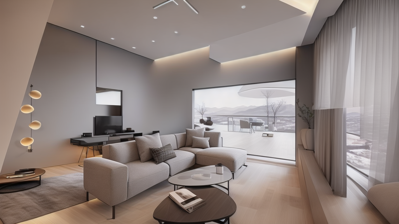 Amplio salón de la vivienda Aitana en estilo moderno