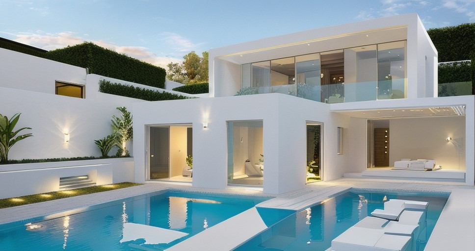 Modelo vivienda Aitana en configuración abierta, con amplios ventanales en el piso superior